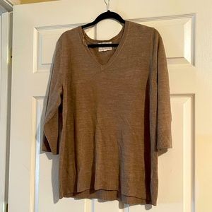 tan, 3/4 length sweater